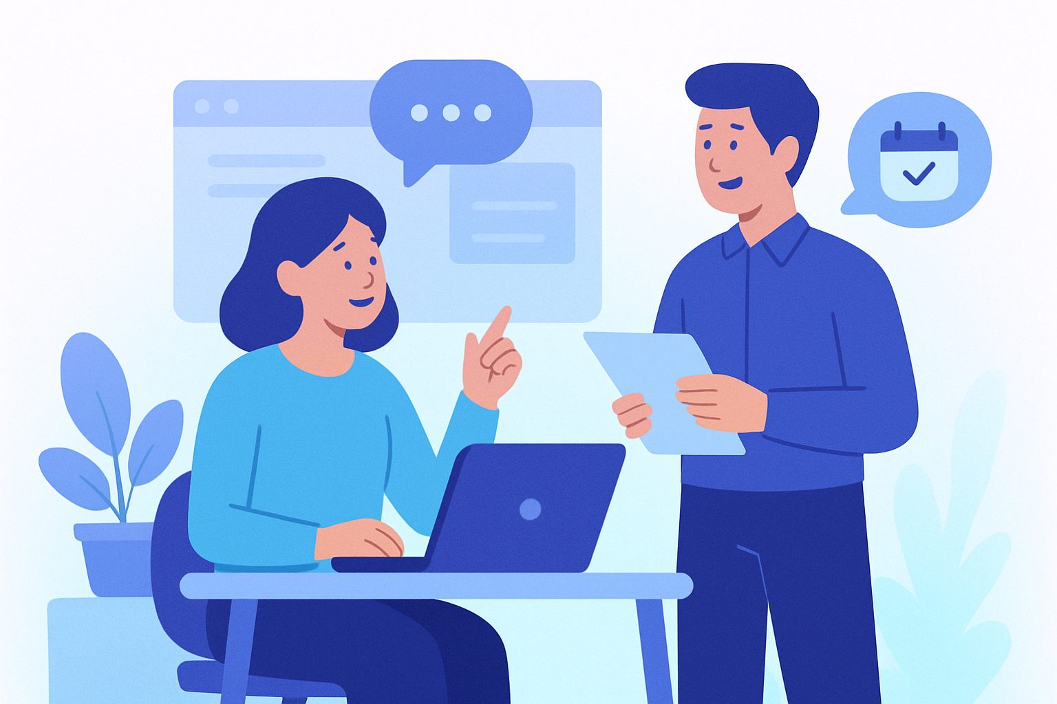 Share work updates and talk about deadlines